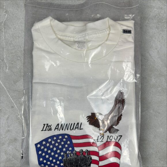 Vintage POW MIA USA Flag Military Memorial Event Single Stitch T Shirt - Large - Picture 7 of 7